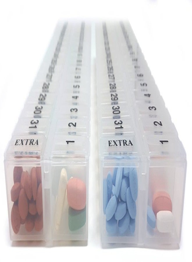 pill thing Large Monthly Vitamin Organizers with Deep Compartments and StayTight Lids. Set Includes (2) Large Pill Dispensers for The Entire Month's Medication.*Free Pill Splitter and Emergency Card Included! - Image 4
